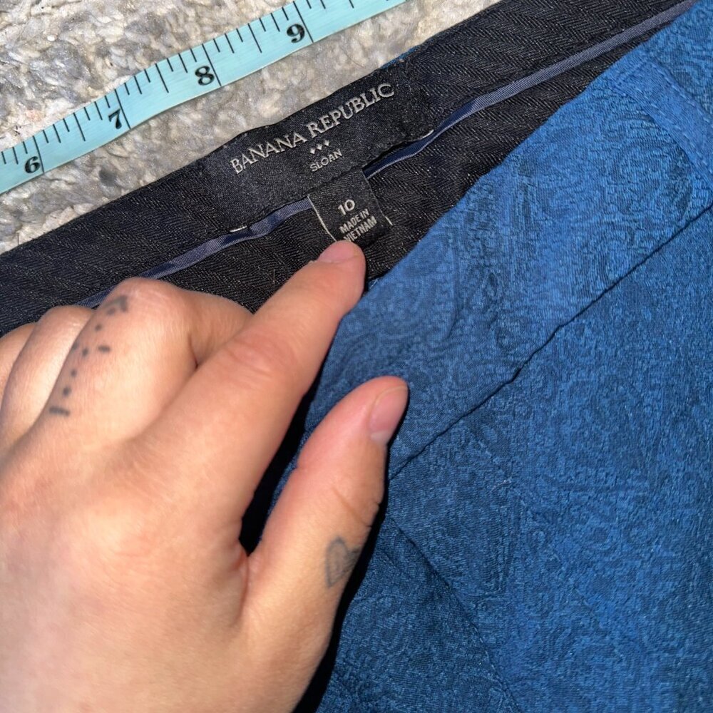 Banana Republic Women's Blue Textured Pants Slacks Size 10 Sloan - Picture 7 of 9